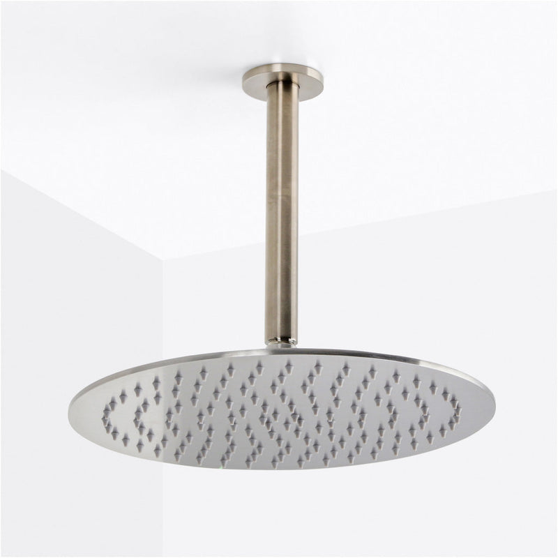 Metro 2-Way Pressure Balance Trim Complete Shower Set - Ceiling Mount - 12" Brass/Brushed Nickel