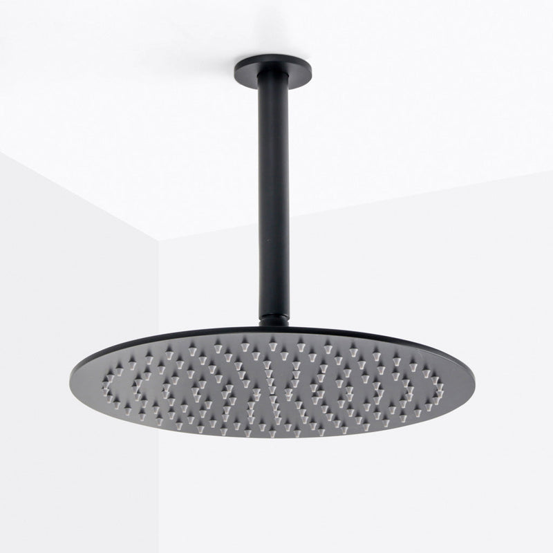 Metro 2-Way Pressure Balance Trim Complete Shower Set - Ceiling Mount - 12" Brass/Matt Black