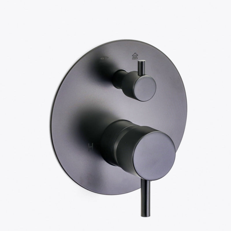 Metro 2-Way Pressure Balance Trim Complete Shower Set - Ceiling Mount - 12" Brass/Matt Black