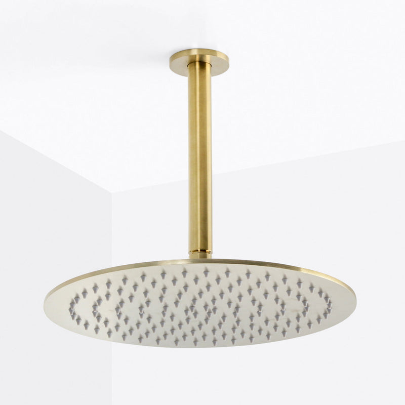Metro 2-Way Pressure Balance Trim Complete Shower Set - Ceiling Mount - 12" Brass/Satin Brass