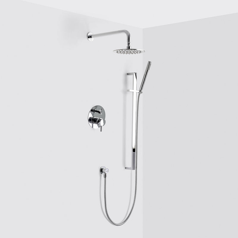 Metro 2-Way Pressure Balance Trim Complete Shower Set - Wall Mount - 8" Brass/Polished Chrome