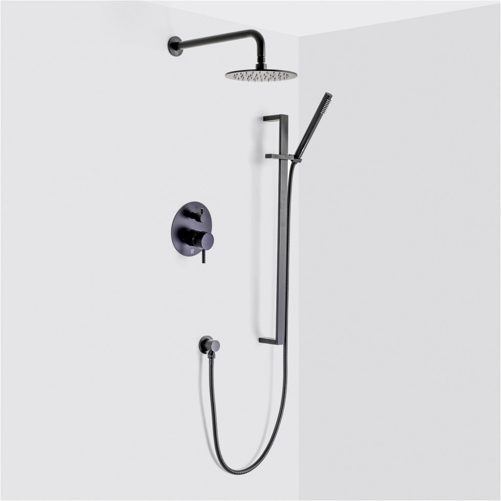 2 Way Shower Set with Hand Shower Column Set - Wall Mount - 8"