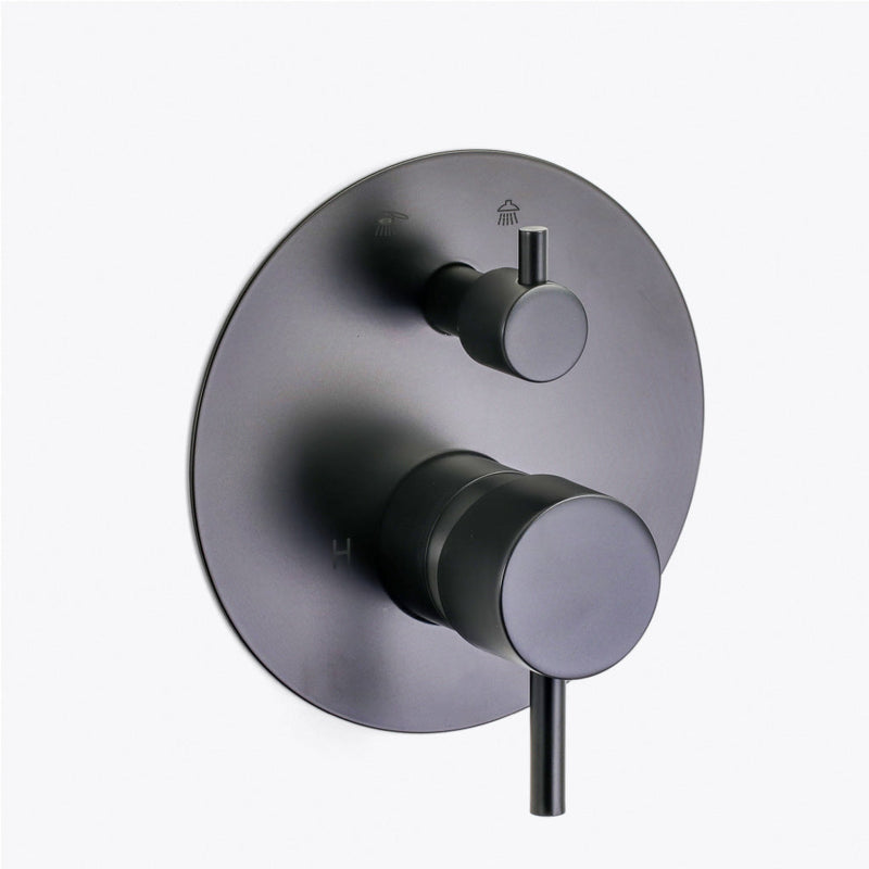 Metro 2-Way Pressure Balance Trim Complete Shower Set - Wall Mount - 8" Brass/Matt Black