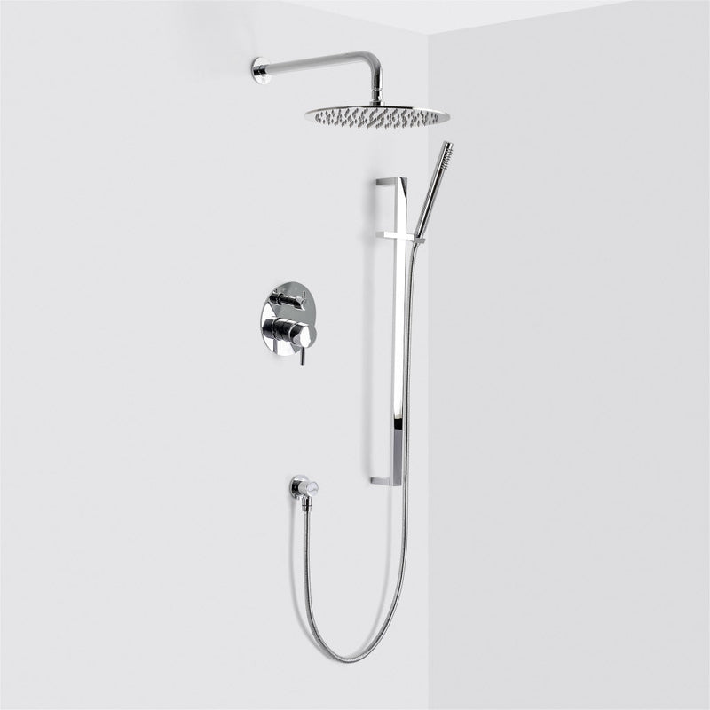 Metro 2-Way Pressure Balance Trim Complete Shower Set - Wall Mount - 12" Brass/Polished Chrome