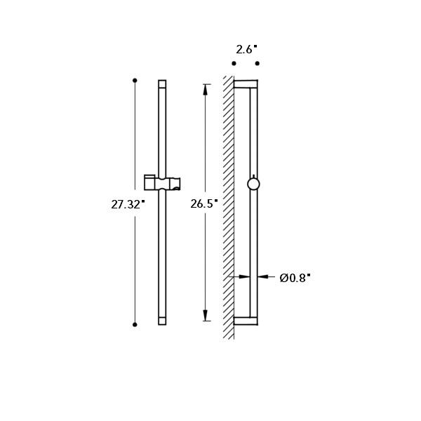 Metro 2-Way Sliding Bar And Recessed Head Included Complete Shower Set - Ceiling Mount - 12" Brass/Polished Chrome