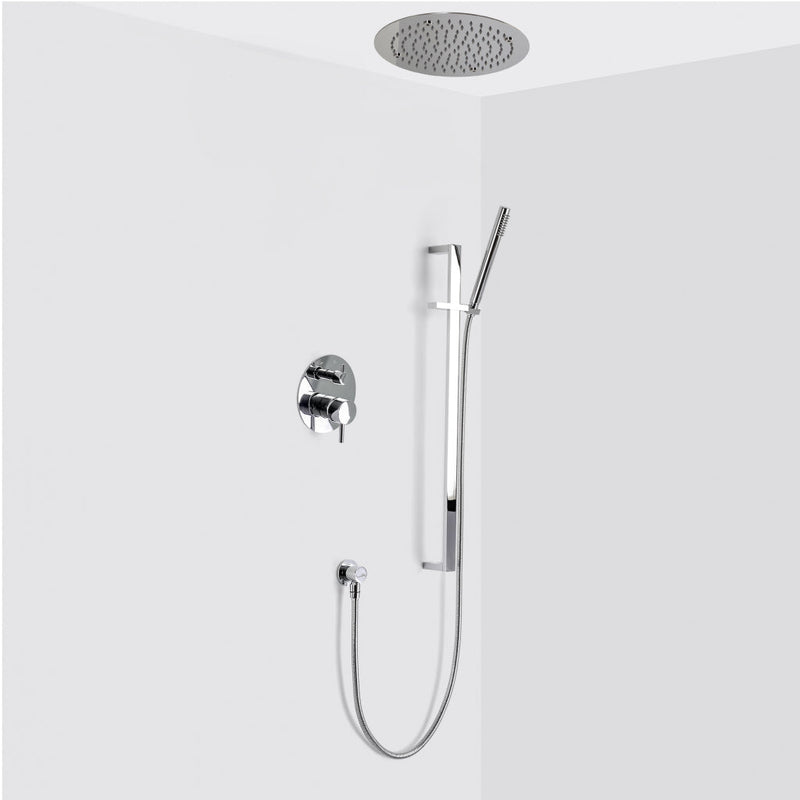 Metro 2-Way Pressure Balance Trim Complete Shower Set - Ceiling Mount - 12" Brass/Polished Chrome