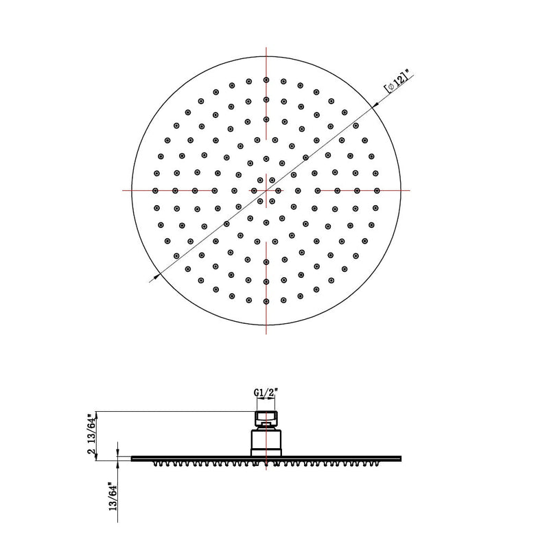 Metro 3-Way Thermostatic Trim Complete Shower Set - Ceiling Mount - 12" Brass/Matt Black