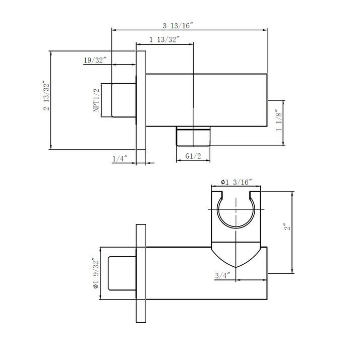 Metro 3-Way Thermostatic Trim Complete Shower Set - Ceiling Mount - 12" Brass/Matt Black