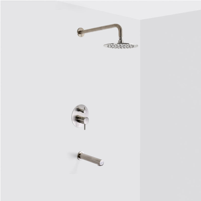 Metro 2-Way Pressure Balance Trim Complete Shower Set - Wall Mount - 8" Brass/Brushed Nickel