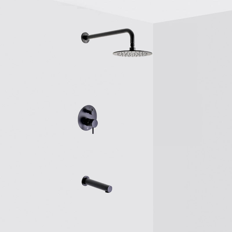 Metro 2-Way Pressure Balance Trim Complete Shower Set - Wall Mount - 8" Brass/Matt Black