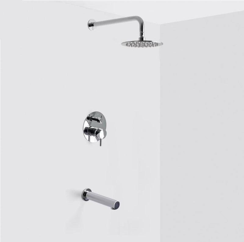 Metro 2-Way Pressure Balance Trim Complete Shower Set - Wall Mount - 8" Brass/Polished Chrome