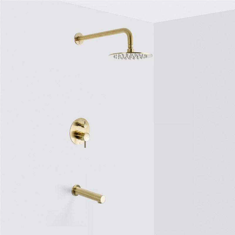 Metro 2-Way Pressure Balance Trim Complete Shower Set - Wall Mount - 8" Brass/Satin Brass