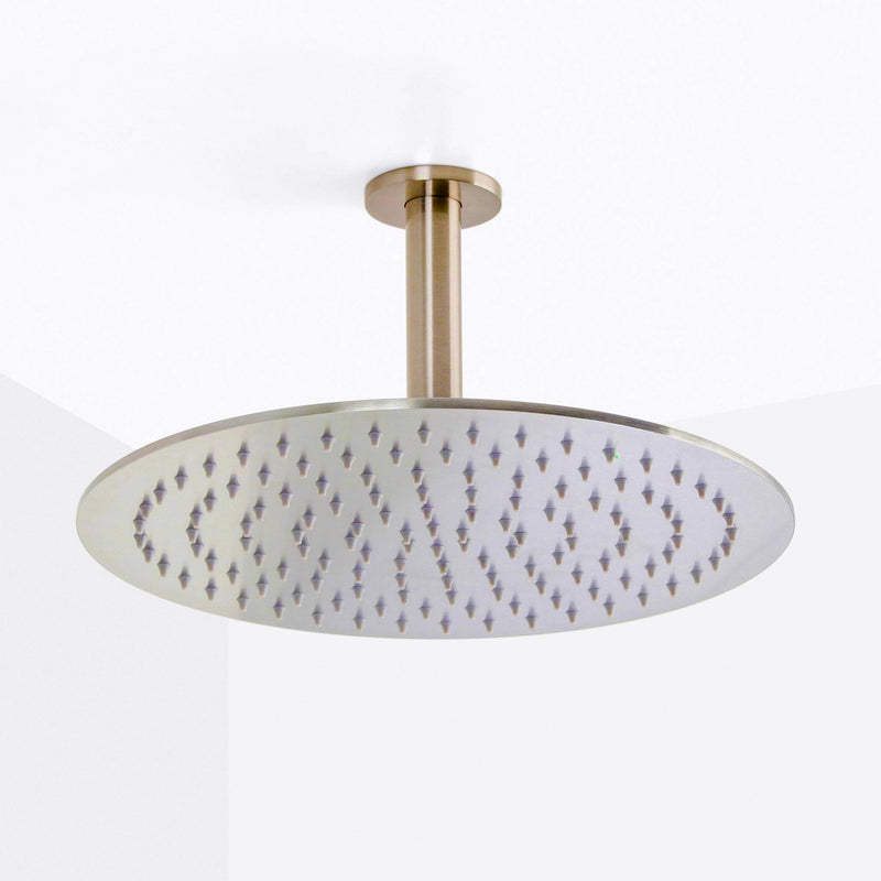 Metro 2-3 Way Thermostatic Trim Complete Shower Set - Ceiling Mount - 12" Brass/Polished Nickel