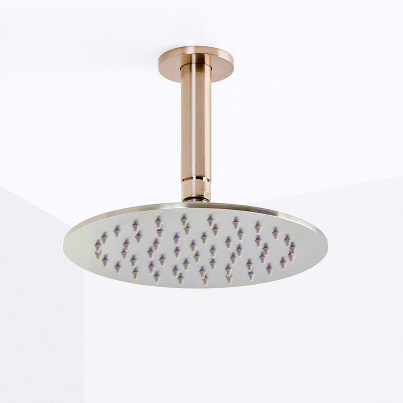Metro 2-3 Way Thermostatic Trim Complete Shower Set - Ceiling Mount - 8" Brass/Polished Nickel