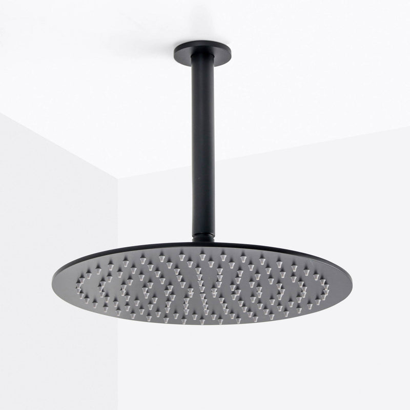 Metro 2-3 Way Thermostatic Trim Complete Shower Set - Ceiling Mount - 12" Brass/Matt Black