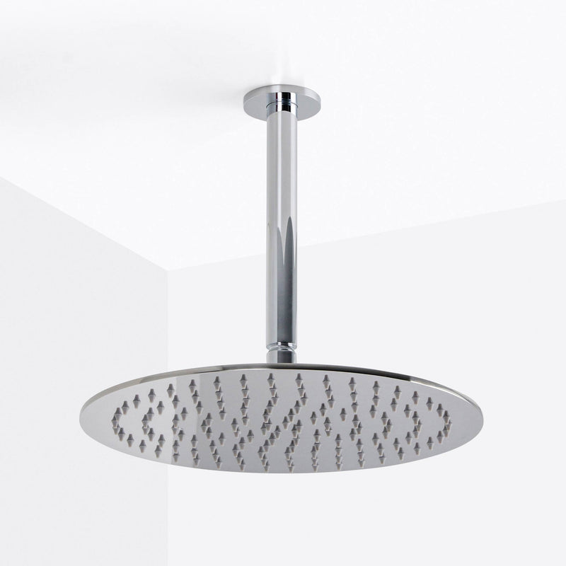 Metro 2-3 Way Thermostatic Trim Complete Shower Set - Ceiling Mount - 12" Brass/Polished Chrome