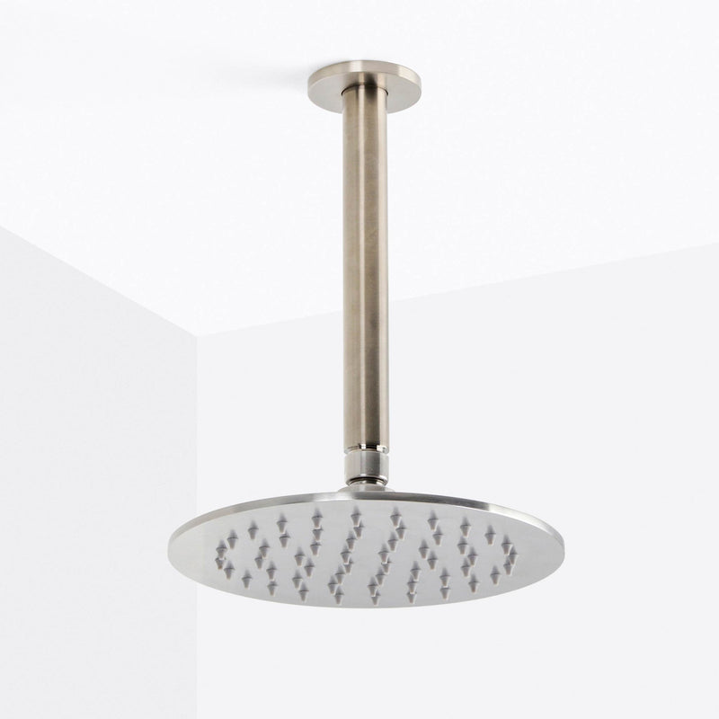 Metro 2-3 Way Thermostatic Trim Complete Shower Set - Ceiling Mount - 8" Brass/Brushed Nickel