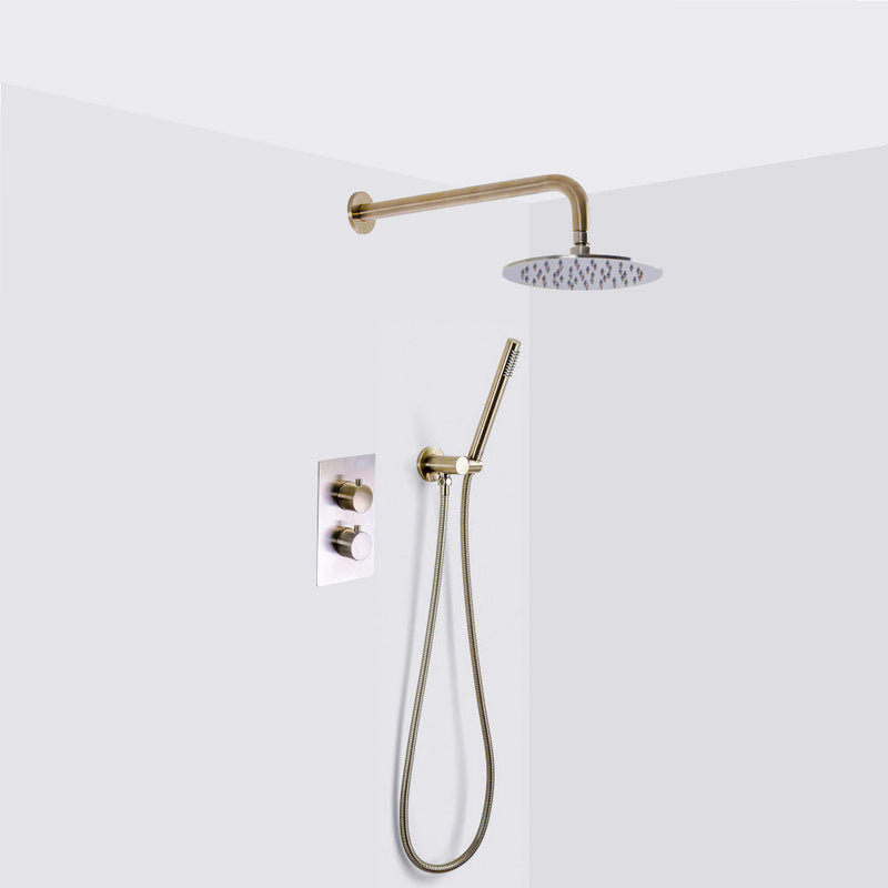 Metro 2-3 Way Thermostatic Trim Complete Shower Set - Wall Mount - 8" Brass/Polished Nickel