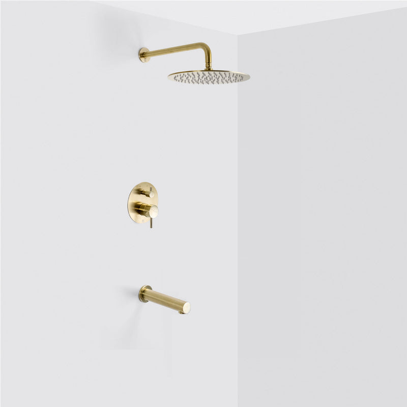 Metro 2-Way Pressure Balance Trim Complete Shower Set - Wall Mount - 12" Brass/Satin Brass