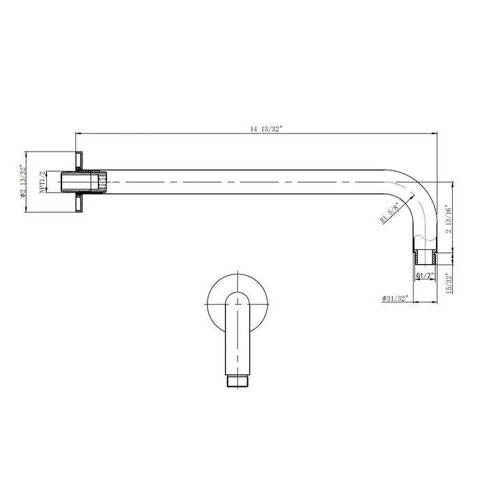 Metro 2-Way Pressure Balance Trim Complete Shower Set - Wall Mount - 12" Brass/Brushed Nickel