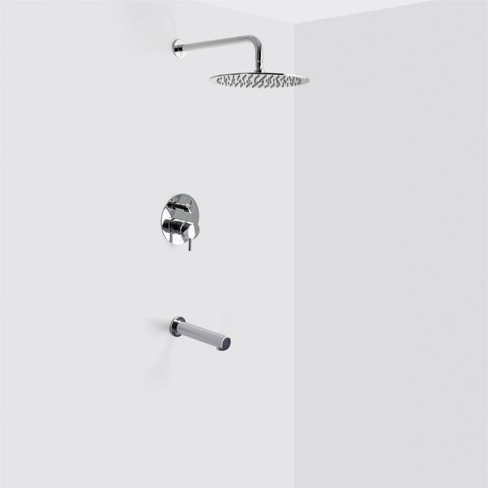 Metro 2-Way Pressure Balance Trim Complete Shower Set - Wall Mount - 12" Brass/Polished Chrome