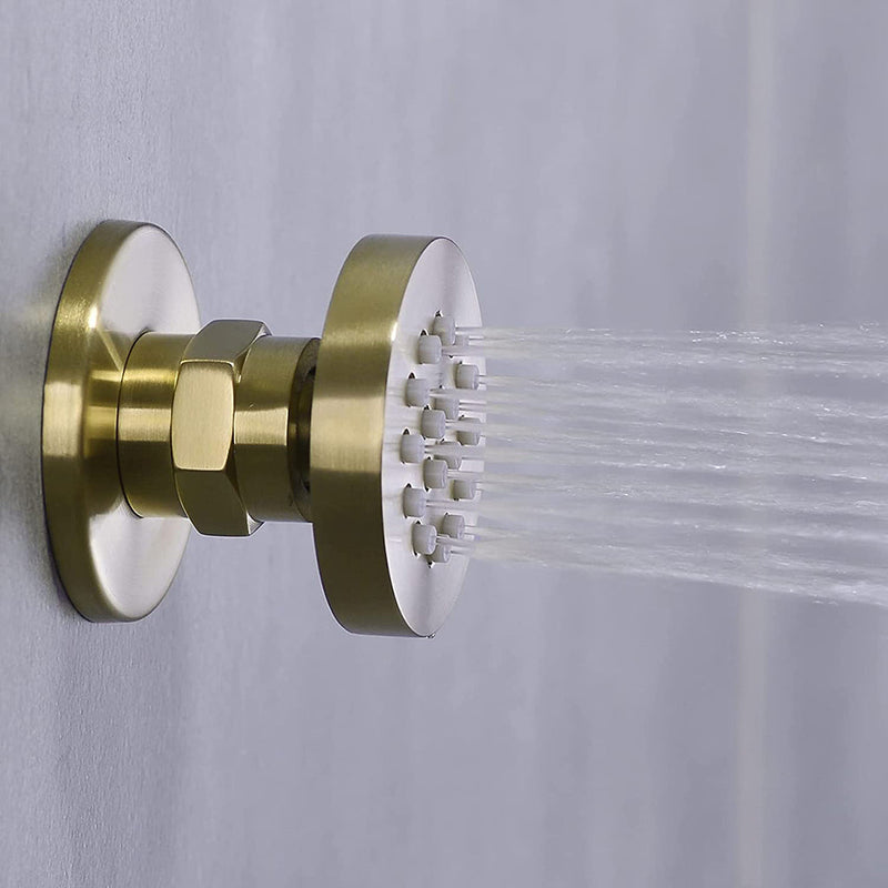 Metro 3 Way Thermostatic Complete Shower Set - Ceiling Mount - 12" Brass/Satin Brass