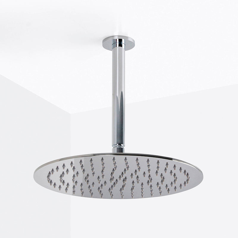Metro 3 Way Thermostatic Complete Shower Set: 12" Ceiling & 4" Wall Mount Shower Heads with Handheld - Brass/Polished Chrome