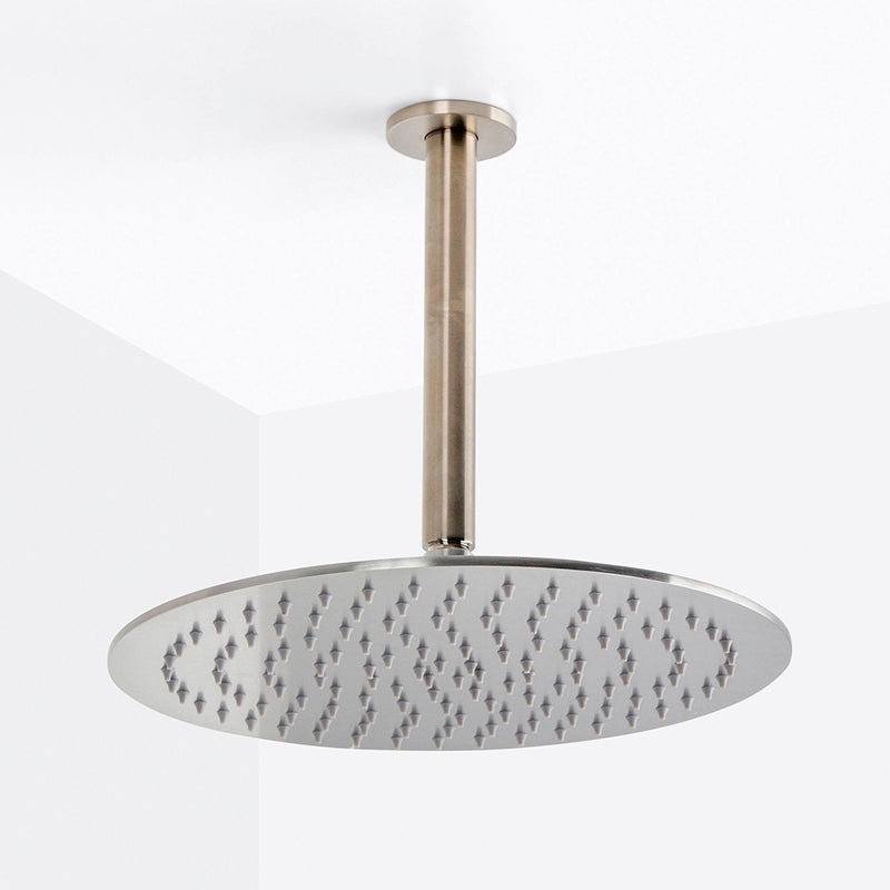 Metro 3 Way Thermostatic Complete Shower Set: 12" Ceiling & 4" Wall Mount Shower Heads with Handheld - Brass/Brushed Nickel