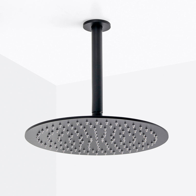 Metro 3 Way Thermostatic Complete Shower Set: 12" Ceiling & 4" Wall Mount Shower Heads with Handheld - Brass/Matt Black