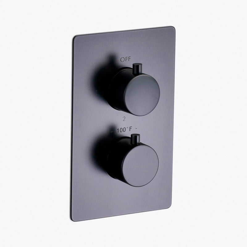 Metro 3 Way Thermostatic Complete Shower Set - Wall Mount - 12" Brass/Matt Black
