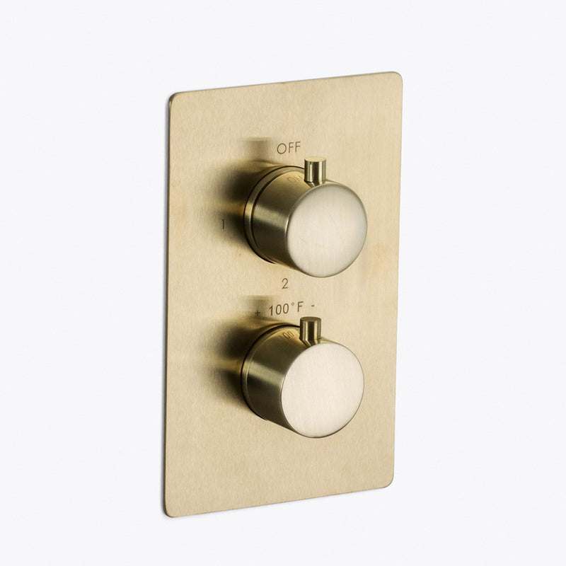 Metro 3 Way Thermostatic Complete Shower Set - Wall Mount - 12" Brass/Satin Brass