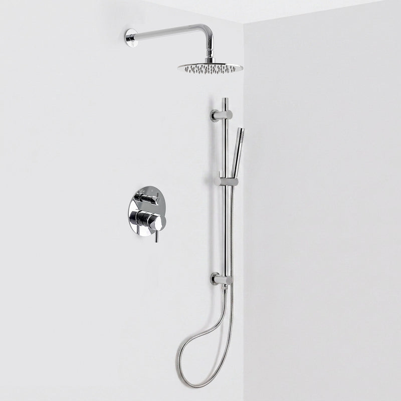 Metro 2 Way Pressure Balance Complete Shower Set - Wall Mount - 8" Brass/Polished Chrome