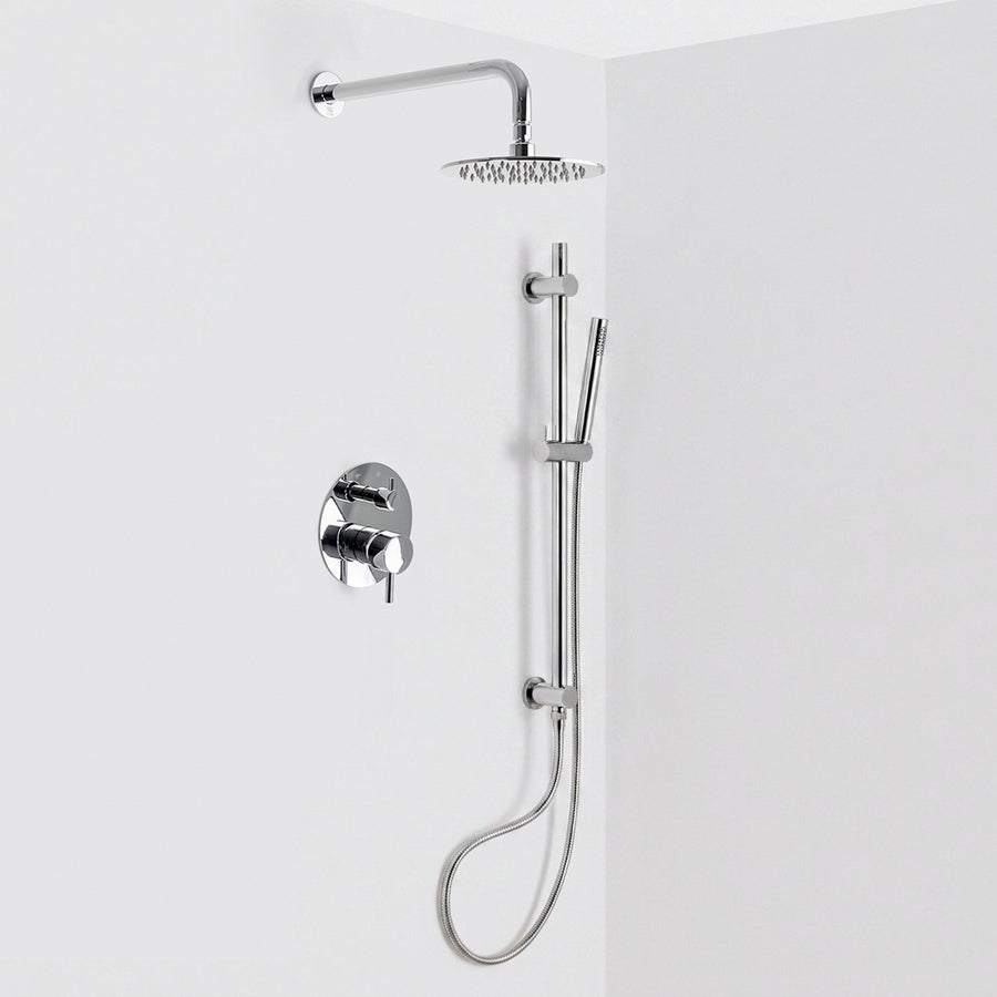 Metro 2 Way Pressure Balance Complete Shower Set - Wall Mount - 8" Brass/Polished Chrome