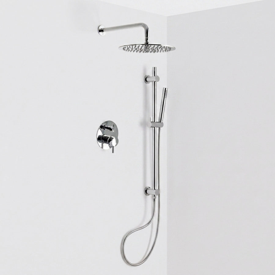 Metro 2 Way Pressure Balance Complete Shower Set - Wall Mount - 12" Brass/Polished Chrome