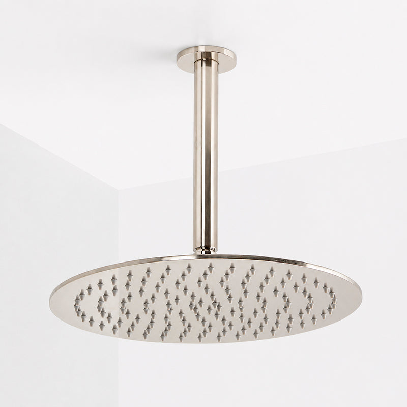 Metro 2 Way Pressure Balance Complete Shower Set - Ceiling Mount - 12" Brass/Polished Nickel