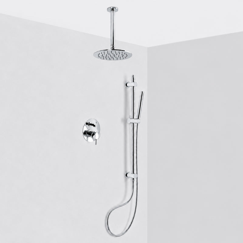 Metro 2 Way Pressure Balance Complete Shower Set - Ceiling Mount - 8" Brass/Polished Chrome