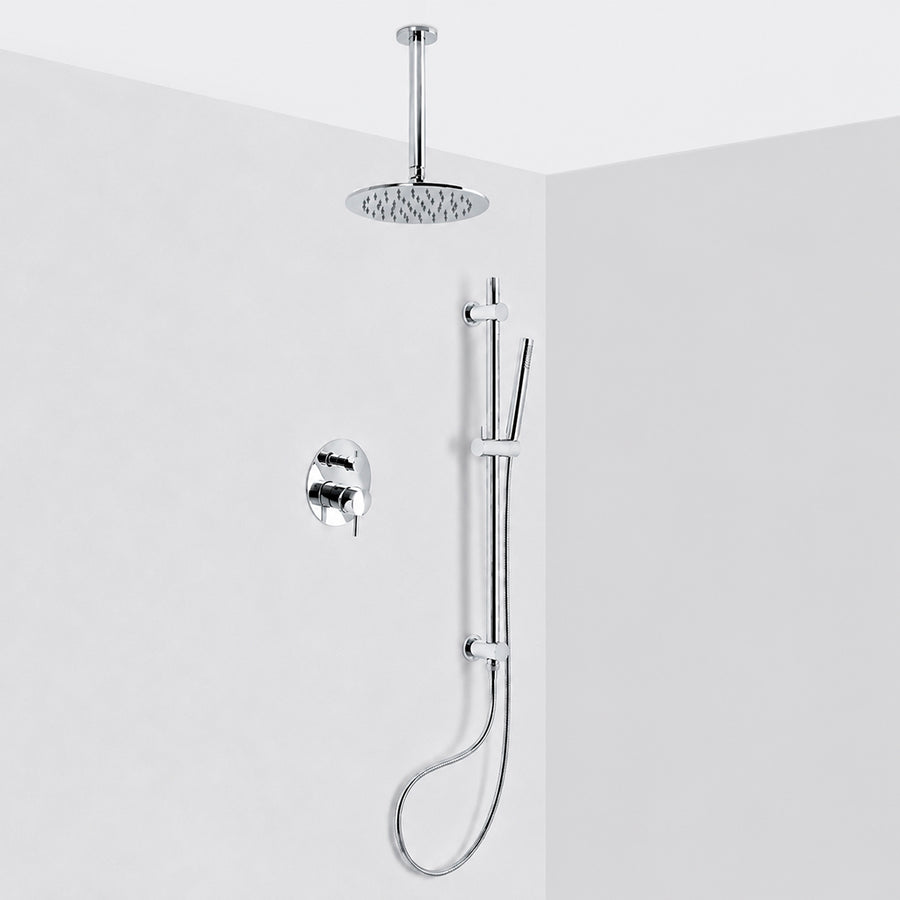 Metro 2 Way Pressure Balance Complete Shower Set - Ceiling Mount - 8" Brass/Polished Chrome