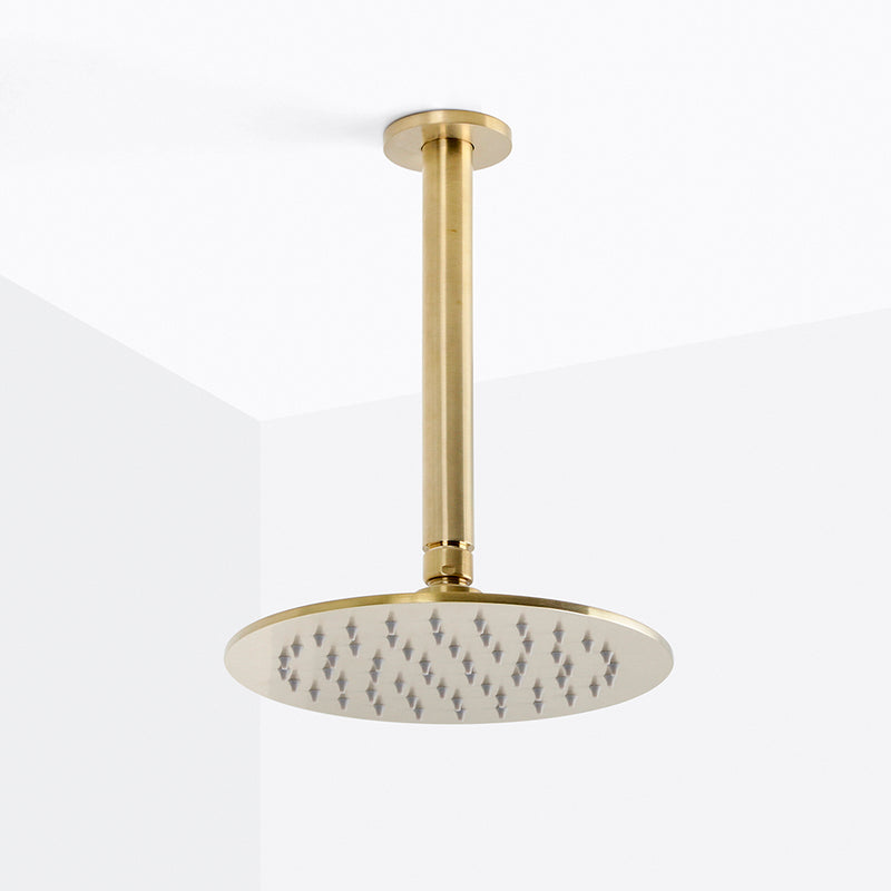 Metro 2 Way Pressure Balance Complete Shower Set - Ceiling Mount - 8" Brass/Satin Brass