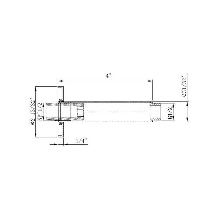 Metro Shower Arm - Ceiling Mount - 4" Brass/Matt Black