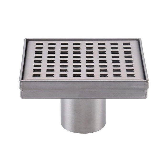 Shower Complements Grid Square Shower Drain - Floor Mount - 4" Stainless Steel/Brushed Stainless Steel