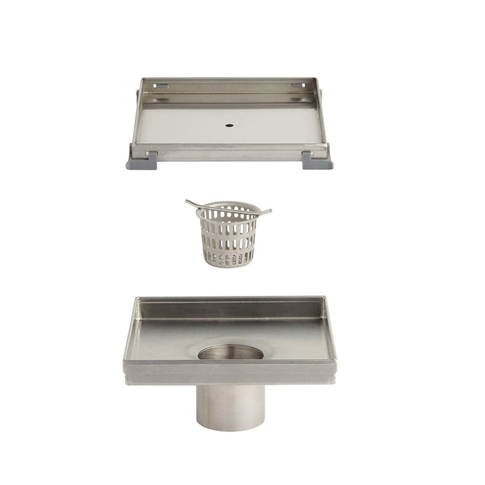 Shower Complements Tile-In Square Shower Drain - Floor Mount - 4" Stainless Steel/Brushed Stainless Steel