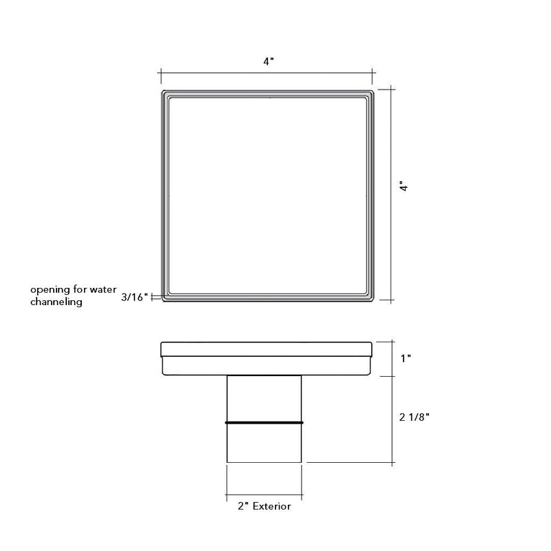 Shower Complements Tile-In Shower Drain - Floor Mount - 4" Stainless Steel/Brushed Stainless Steel