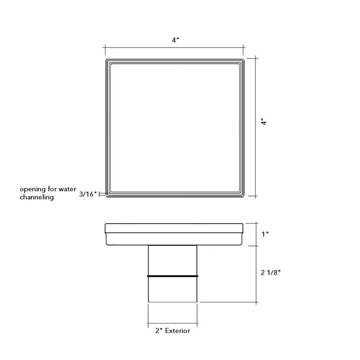 Shower Complements Tile-In Square Shower Drain - Floor Mount - 4" Stainless Steel/Brushed Stainless Steel