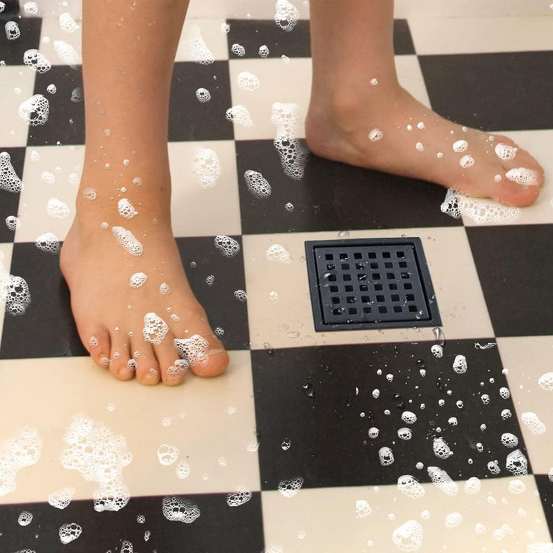 Shower Complements Grid Shower Drain - Floor Mount - 4" Stainless Steel/Matt Black