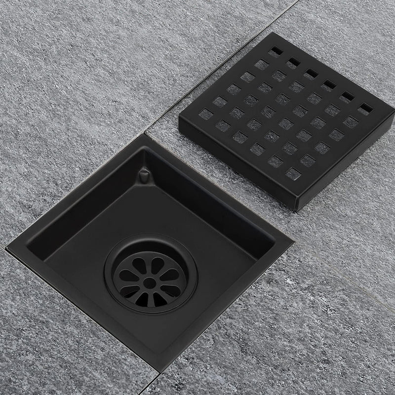 Shower Complements Grid Shower Drain - Floor Mount - 4" Stainless Steel/Matt Black