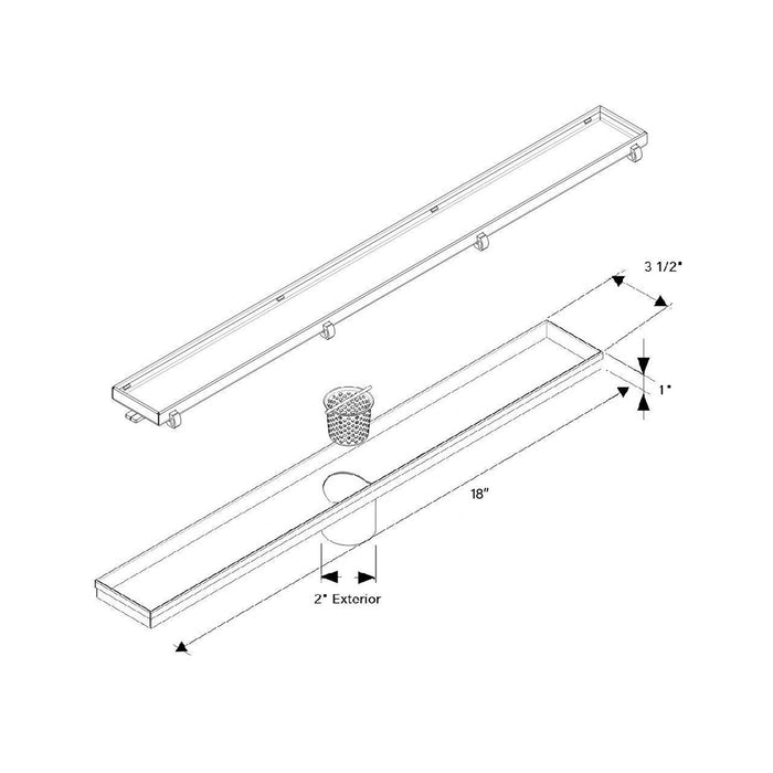 Shower Complements Linear Tile-In Shower Drain - Floor Mount - 18" Stainless Steel/Tile