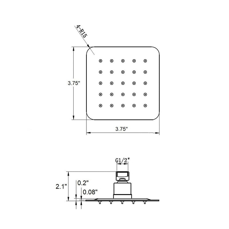 Devon Sharp Nozzles Slim Shower Head - Wall Or Ceiling Mount - 4" Stainless Steel/Brushed Stainless Steel