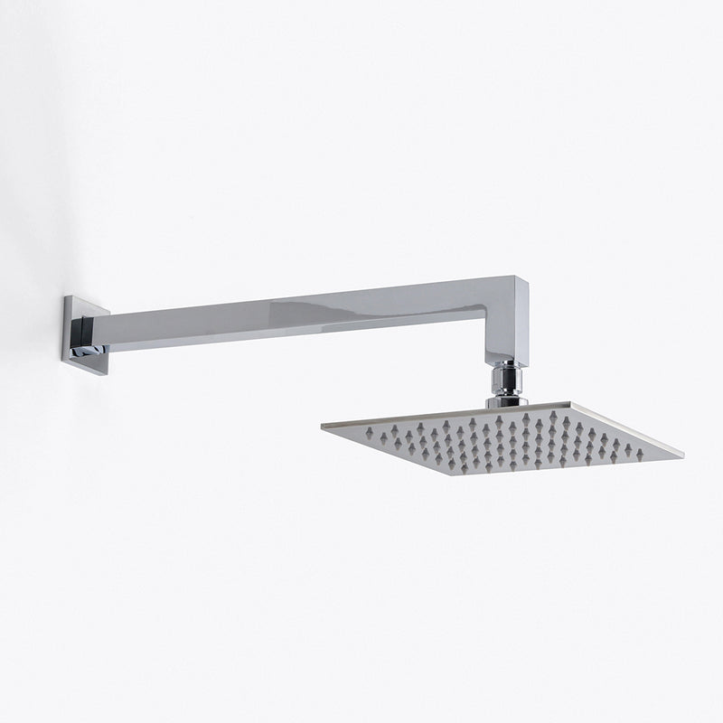 Devon Complete Square Shower Head - Wall Mount - 8" Brass/Polished Chrome