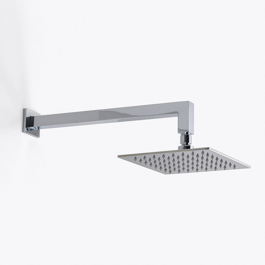 Devon Complete Square Shower Head - Wall Mount - 8" Brass/Polished Chrome