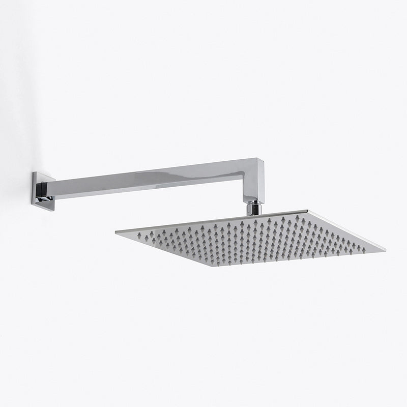 Devon Complete Square Shower Head - Wall Mount - 12" Brass/Polished Chrome